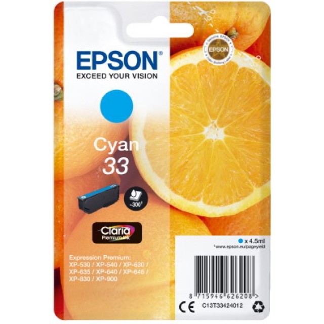 Ink Epson 33 C13T33424012  Claria Premium  Cyan - 4.5ml