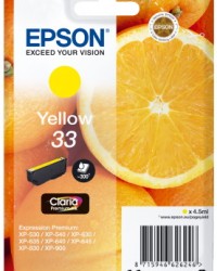 Ink Epson 33 C13T33444012 Claria Premium  Yellow - 4.5ml
