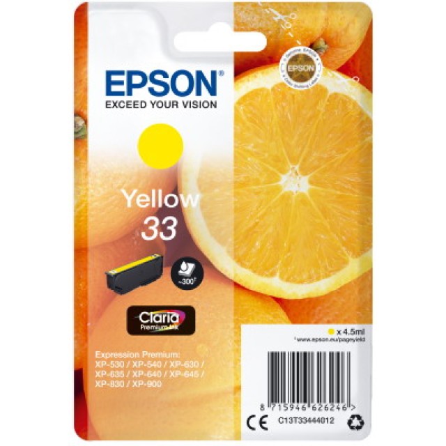Ink Epson 33 C13T33444012 Claria Premium  Yellow - 4.5ml