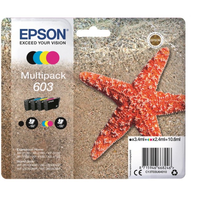 Ink Epson T03U640 C13T03U640 Multipack Black 3.4ml CMY 2.4ml x 3