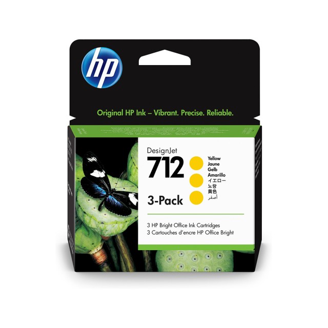 HP 712 3-Pack 29-ml Yellow DesignJet Ink Cartridge