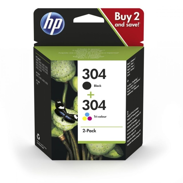 Ink HP No 304 2-pack Black-Tri-color Original Ink Cartridges(3JB05AE)