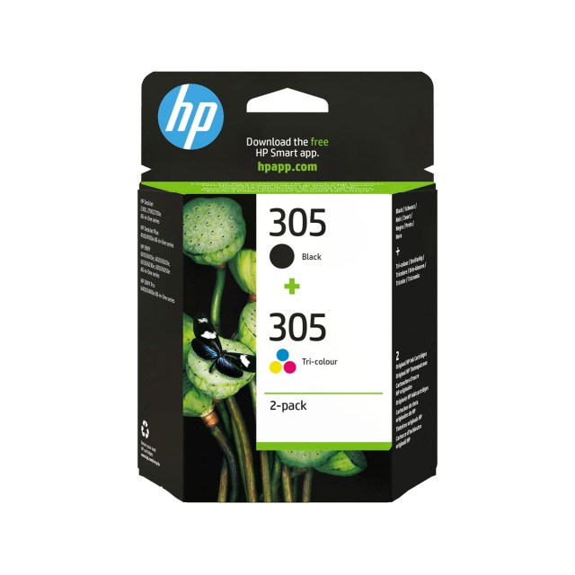 HP 305 2-Pack Tri-color_Black Original Ink Cartridge