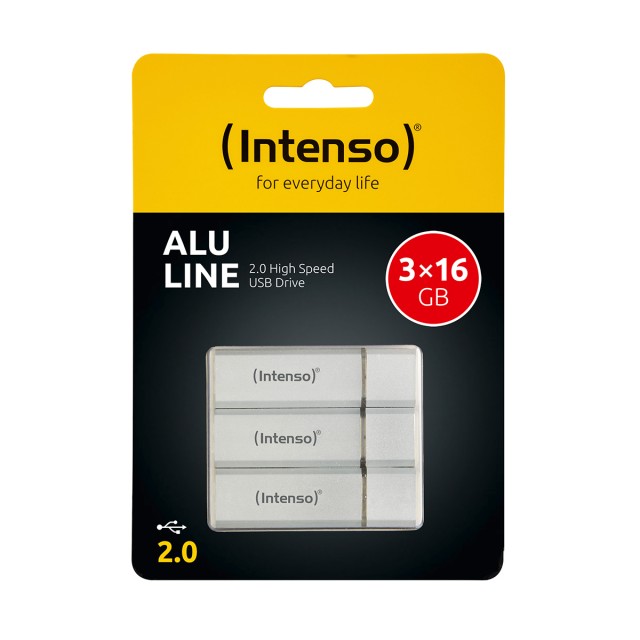 USB Stick Intenso 3 x 16 GB Alu Line Triple Pack Silver - 3521473
