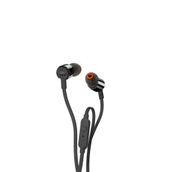 JBL T210E, InEar Universal Headphones 1-button Mic,Remote (Black) - JBLT210BLKE