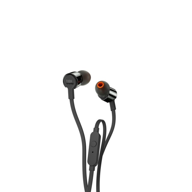 JBL T210E, InEar Universal Headphones 1-button Mic,Remote (Black) - JBLT210BLKE