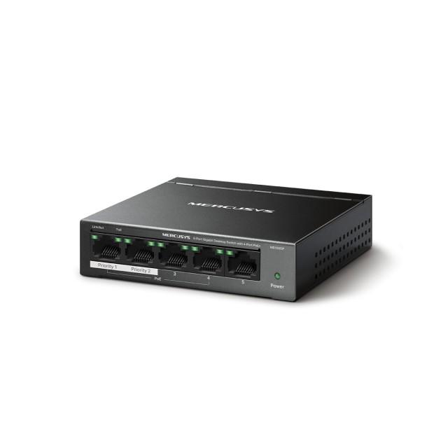 Mercusys MS105GP 5-Port Gigabit Desktop Switch with  4-Port PoE+