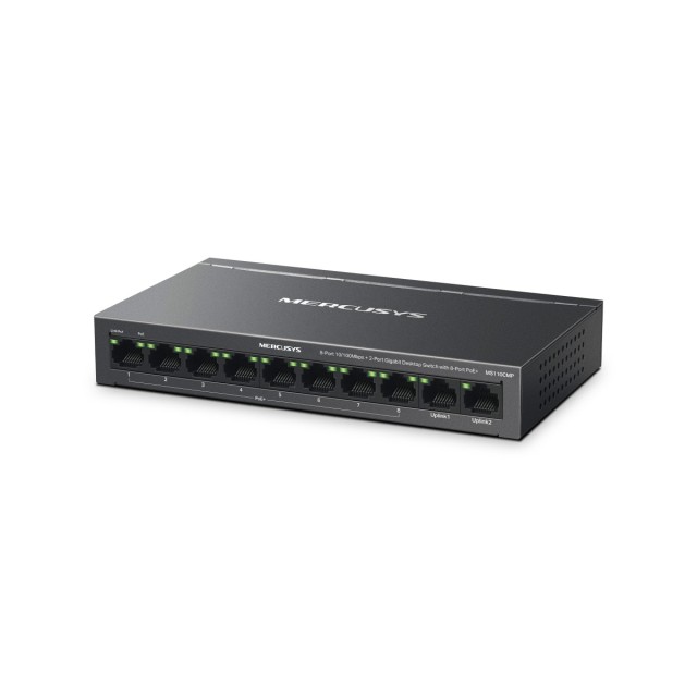 Mercusys MS110CMP 8-Port 10,100 Mbps + 2-Port Gigabit Desktop Switch with 8-Port PoE+