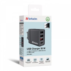 Verbatim CHR-30EU1 GaN Charger 4 Port 30W USB AC