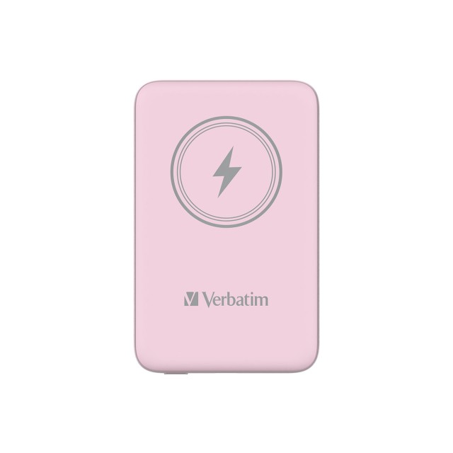 Verbatim Charge 'n' Go Magnetic Wireless Power Bank 10000 Pink